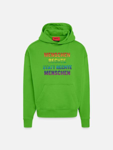 Menschenrechte Statement Regenbogen Demokratie - Hoodie- made by SPREAD  - Apple Neon