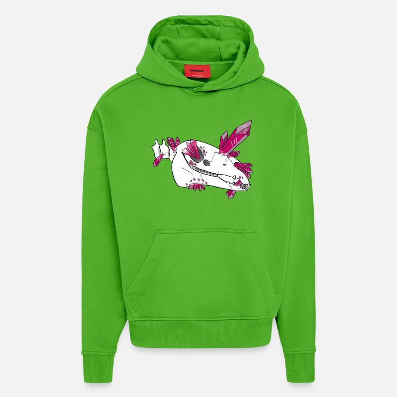 Kristallschädel - Pferd (von Leni Riosa) - Hoodie- made by SPREAD  - Apple Neon