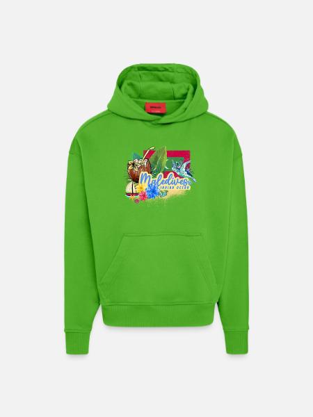 Maldives Turtle Retro Indian Ocean Design - Hoodie- made by SPREAD  - Apple Neon