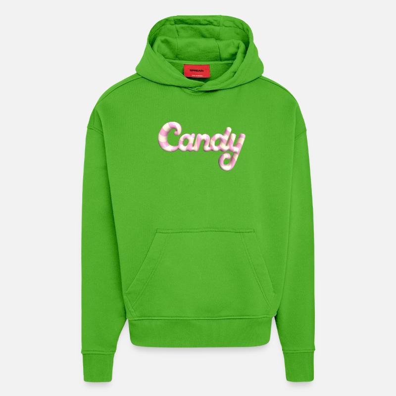 Candy Lettering - Rendu 3D style Candy - Sweat à capuche bio épais oversize fabriqué en UE - Apple Neon