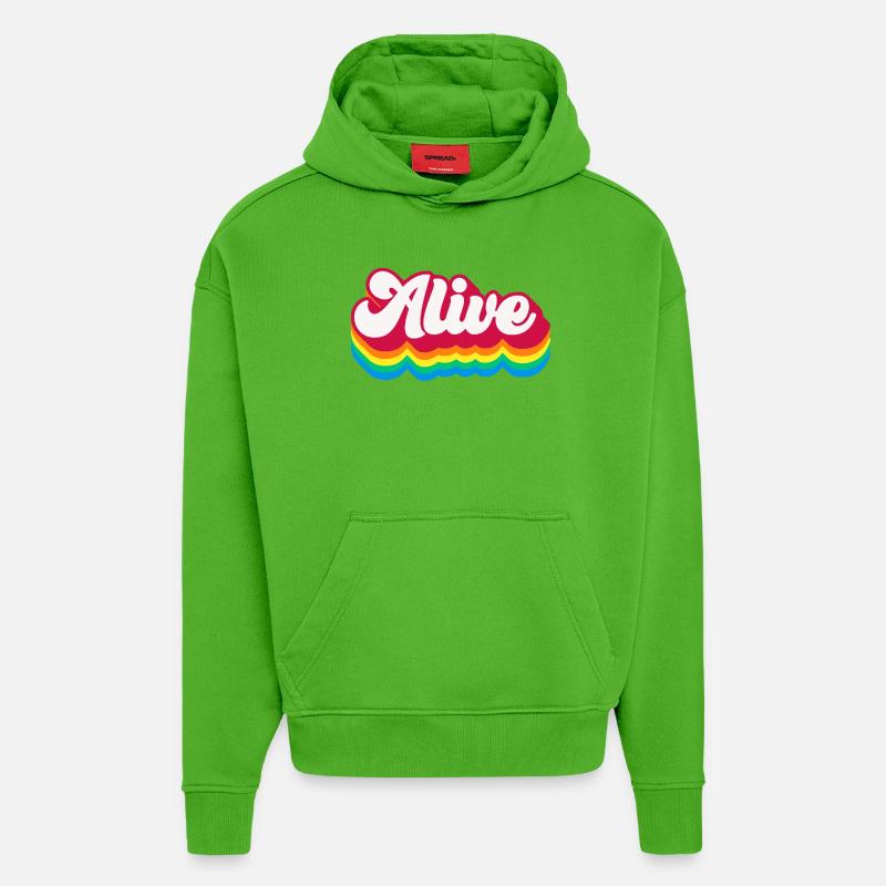 Alive - Retro Rainbow 70s - Hoodie- made by SPREAD  - Apple Neon