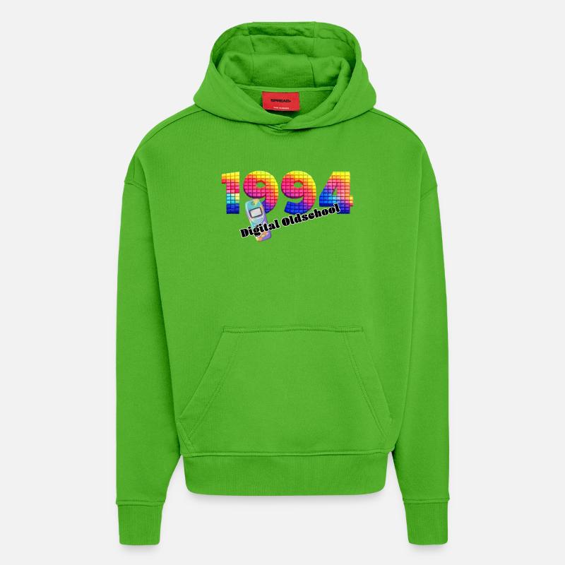 1994 – Première ère numérique - Sweat à capuche bio épais oversize fabriqué en UE - Apple Neon