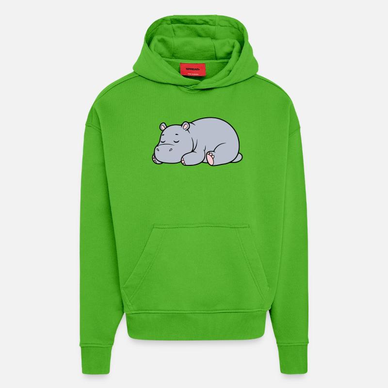 Schlafendes Nilpferd Müde Faul Vektor - Hoodie- made by SPREAD  - Apple Neon