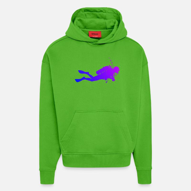 Conception de plongée à puissance - Sweat à capuche bio épais oversize fabriqué en UE - Apple Neon