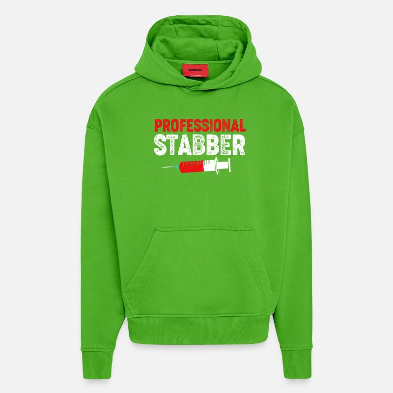 Phlébotomiste Infirmière Infirmière Prélèvement sanguin - Sweat à capuche bio épais oversize fabriqué en UE - Apple Neon