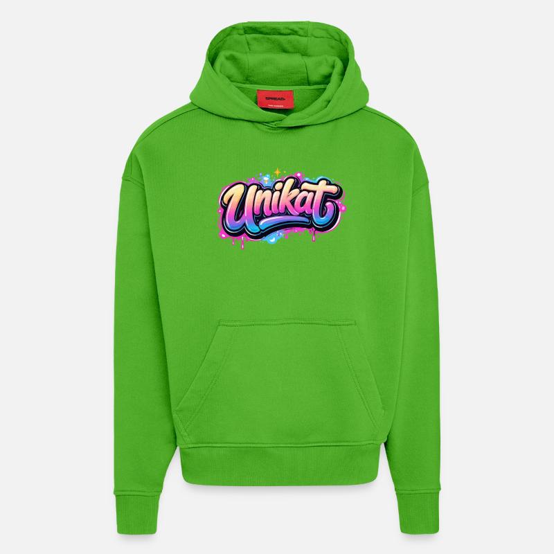 Néon graffiti unique - Sweat à capuche bio épais oversize fabriqué en UE - Apple Neon