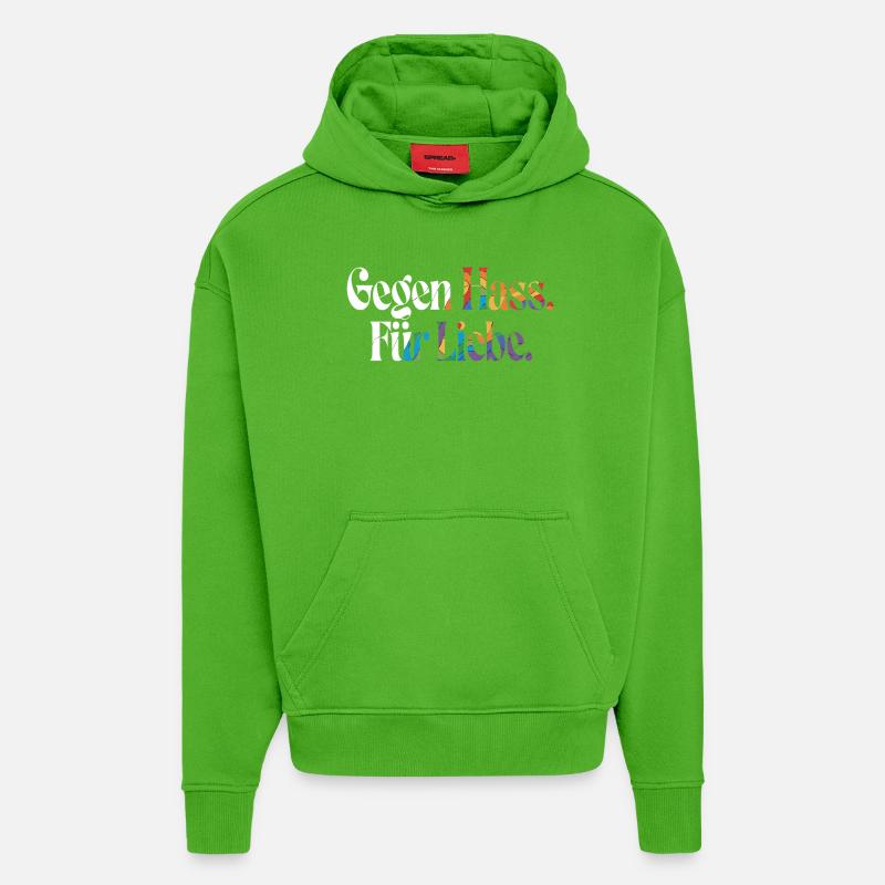 Liebe statt Hass Spruch Positivity Statement - Hoodie- made by SPREAD - Apple Neon