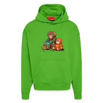 the monkey punch - Affe Gartenarbeit - Hoodie- made by SPREAD  - Apple Neon - Vorne