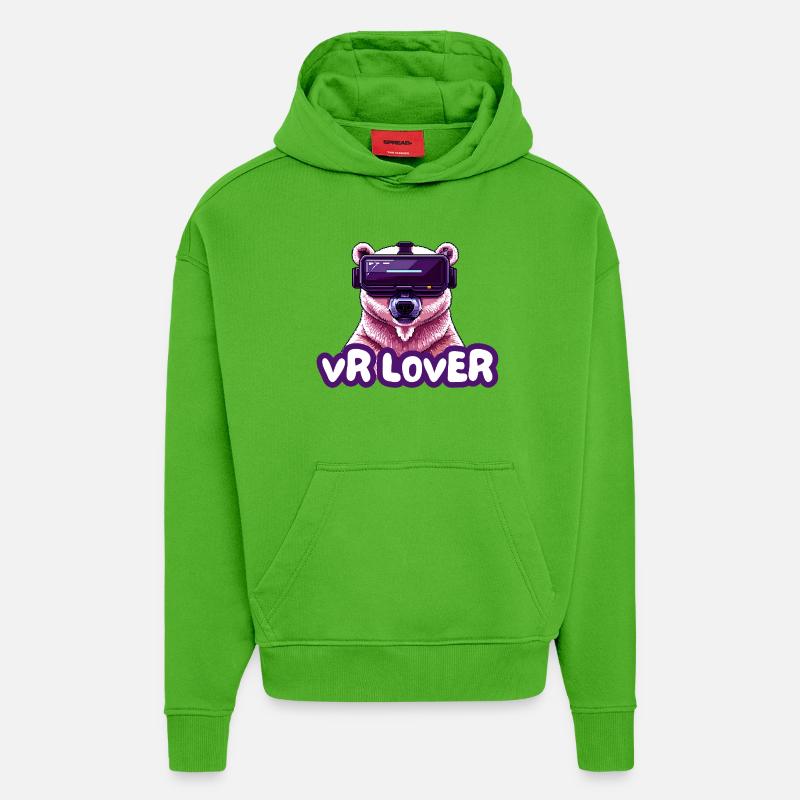 VR Bär mit Virtual Reality Brille - Hoodie- made by SPREAD - Apple Neon