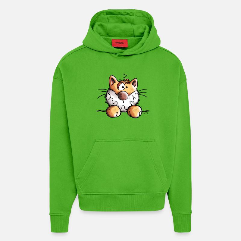Mignon Chaton - Sweat à capuche bio épais oversize fabriqué en UE - Apple Neon
