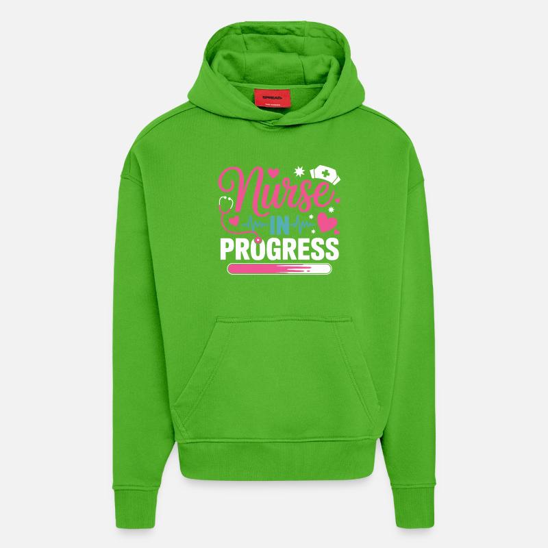 Infirmière en cours Rose Bleu - Sweat à capuche bio épais oversize fabriqué en UE - Apple Neon