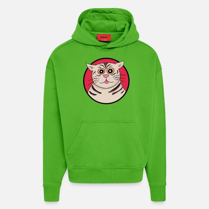 Chat étrange - Sweat à capuche bio épais oversize fabriqué en UE - Apple Neon
