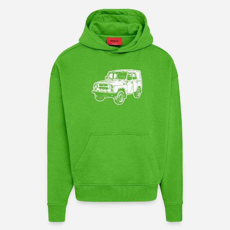 UAZ Geländefahrzeug (Differenzbild) - Hoodie- made by SPREAD - Apple Neon