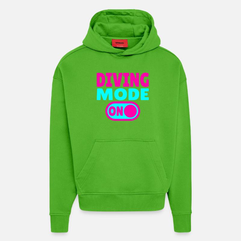 Mode plongée activé – Tauchen - Sweat à capuche bio épais oversize fabriqué en UE - Apple Neon