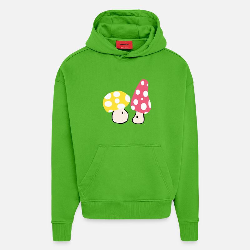 Champignons d’automne - Sweat à capuche bio épais oversize fabriqué en UE - Apple Neon
