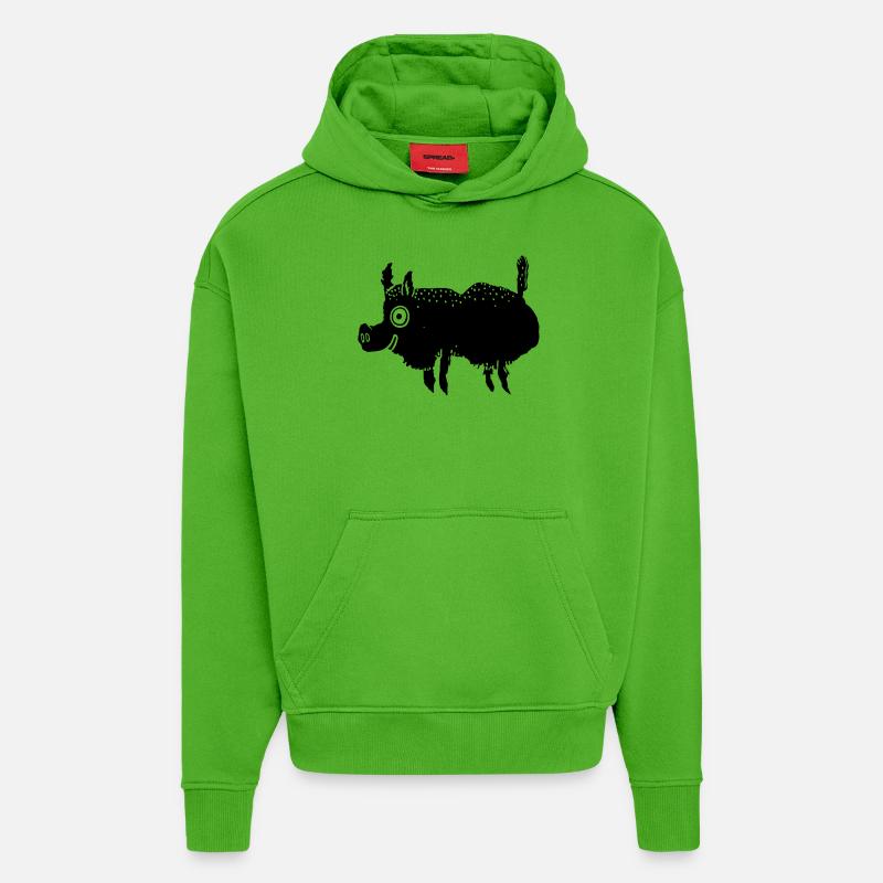 Wild boar - Hoodie- made by SPREAD  - Apple Neon