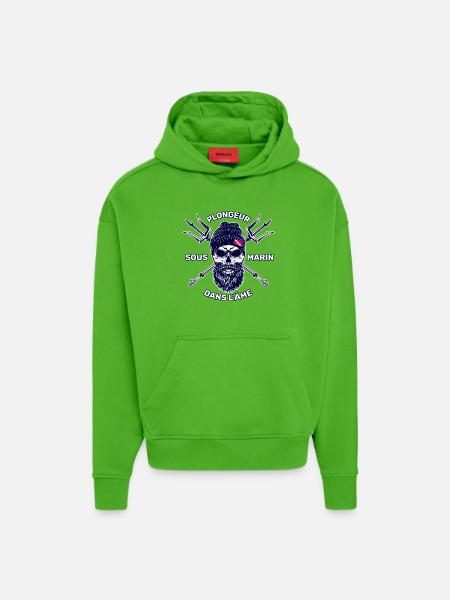 Plongeur Sous Marin Dans L'Âme - Sweat à capuche bio épais oversize fabriqué en UE - Apple Neon