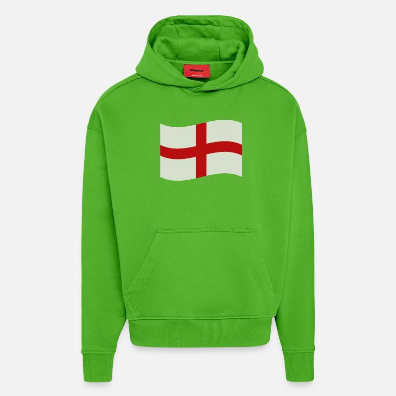 Drapeau anglais - Sweat à capuche bio épais oversize fabriqué en UE - Apple Neon