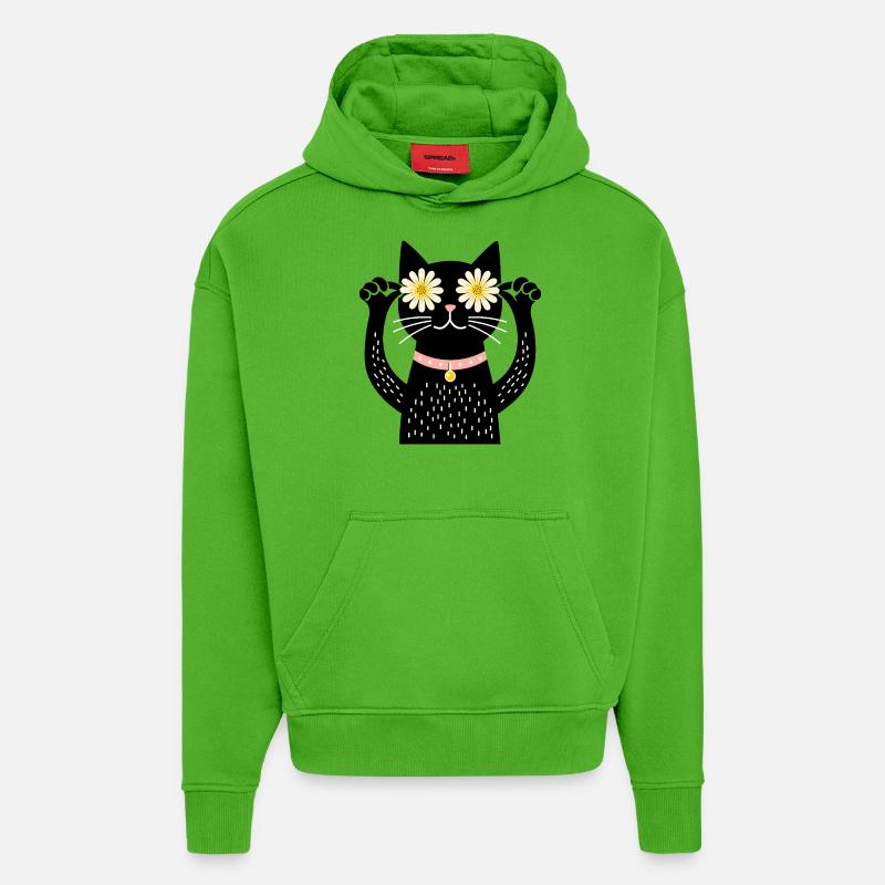 Katze und gänseblümchen - Hoodie- made by SPREAD - Apple Neon