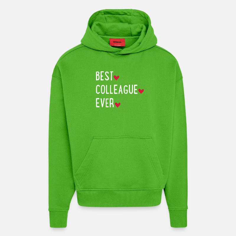 Meilleur collègue du monde - Sweat à capuche bio épais oversize fabriqué en UE - Apple Neon