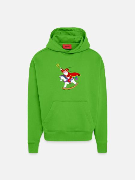 Sinterklaas sur cheval à bascule - Sweat à capuche bio épais oversize fabriqué en UE - Apple Neon
