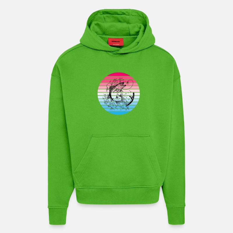 Design de pêcheurs - Sweat à capuche bio épais oversize fabriqué en UE - Apple Neon