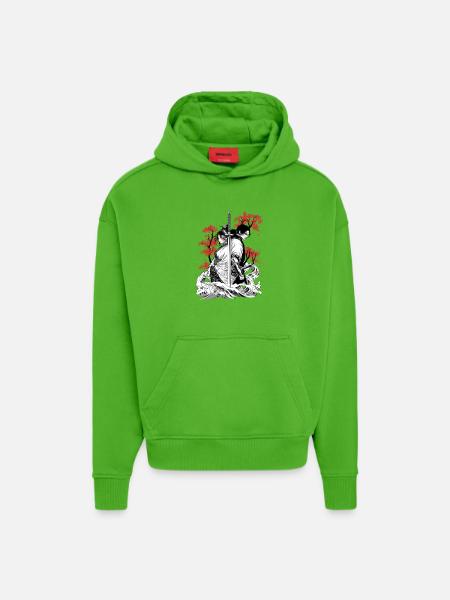 Âmes de samouraï entrelacées - Sweat à capuche bio épais oversize fabriqué en UE - Apple Neon