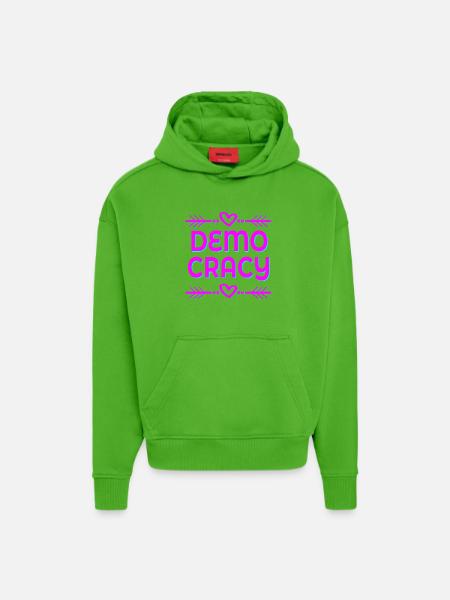 DEMOCRACY FREEDOM INCLUSION - Hoodie- made by SPREAD  - Apple Neon