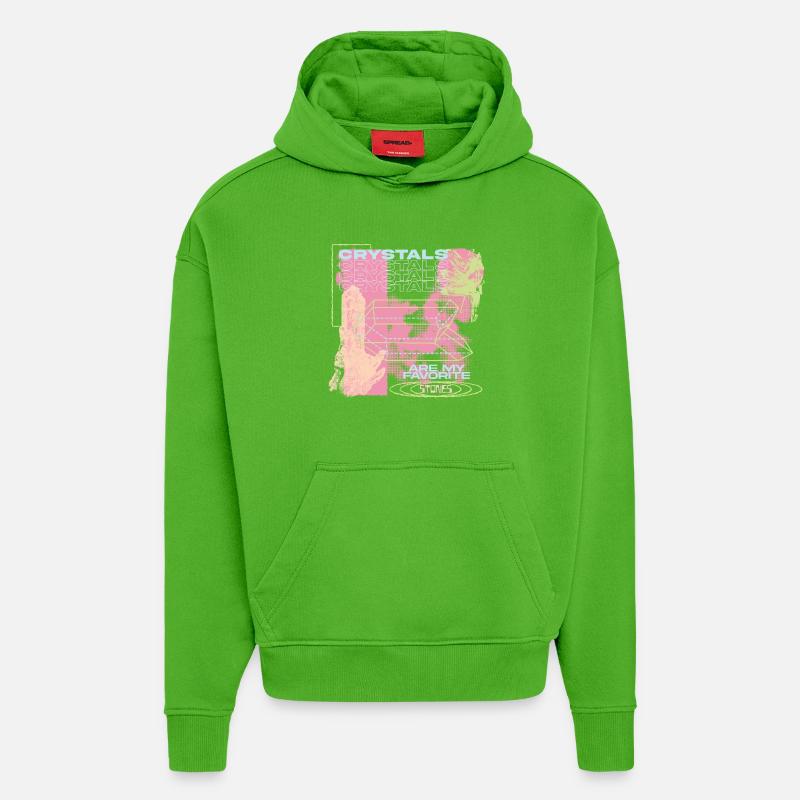 Les cristaux sont ma vibration préférée - Sweat à capuche bio épais oversize fabriqué en UE - Apple Neon