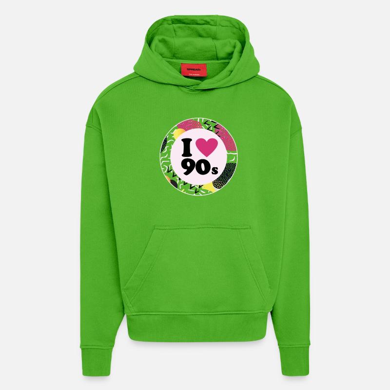I ♥ 90s – Nostalgisches Retro-Design - Hoodie- made by SPREAD  - Apple Neon