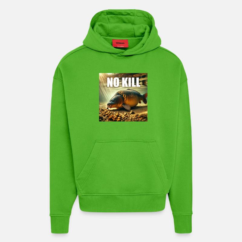 Carpe cuire qui déguste ses bouillettes - Sweat à capuche bio épais oversize fabriqué en UE - Apple Neon