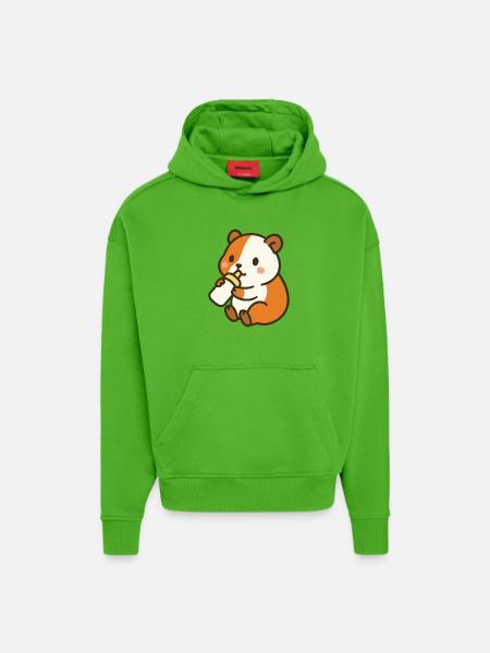 Flask Happiness Guinea Pig - Hoodie- made by SPREAD  - Apple Neon