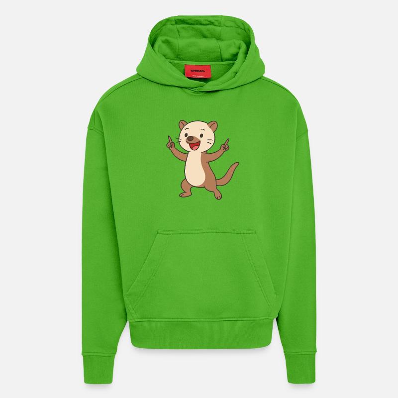 Dancing marten dwarf - Hoodie- made by SPREAD  - Apple Neon