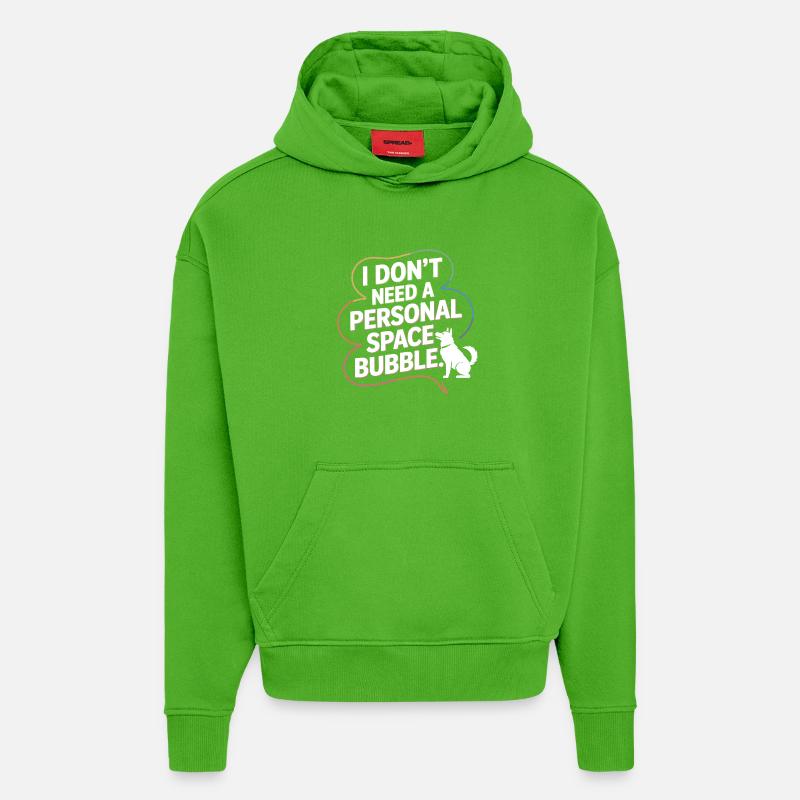 Funny Husky Dog Personal Space  - Hoodie- made by SPREAD  - Apple Neon