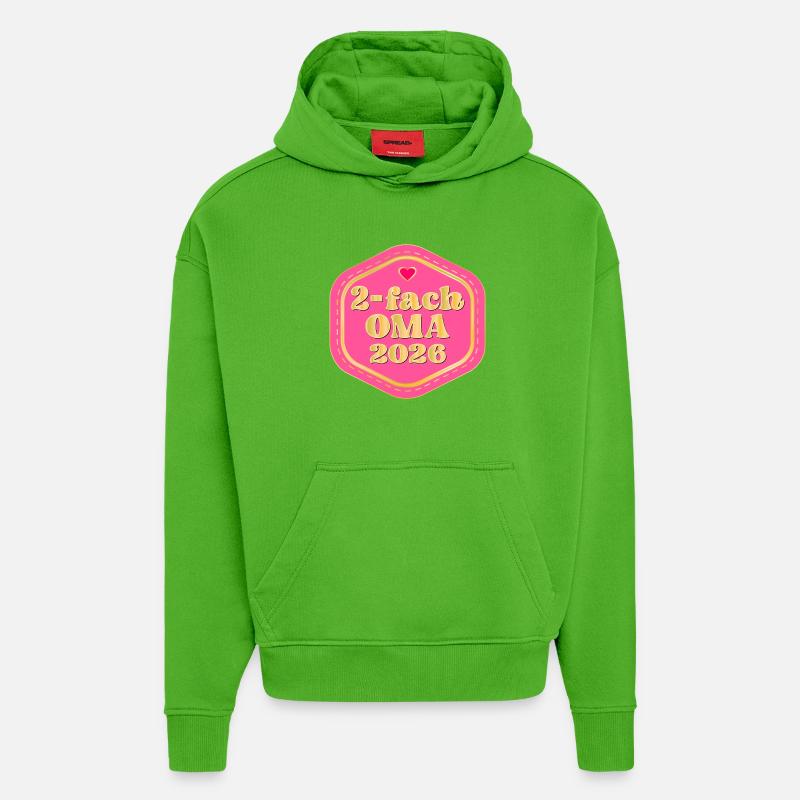 DOUBLE OMA 2026 - Sweat à capuche bio épais oversize fabriqué en UE - Apple Neon