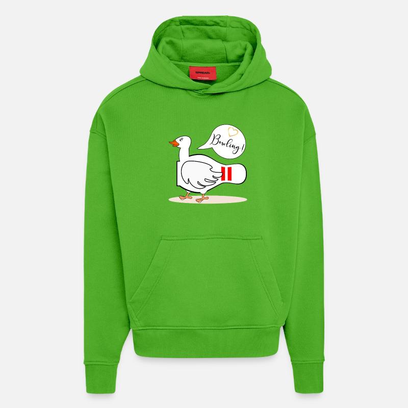 BOWLING DRÔLE D’OIE - Sweat à capuche bio épais oversize fabriqué en UE - Apple Neon