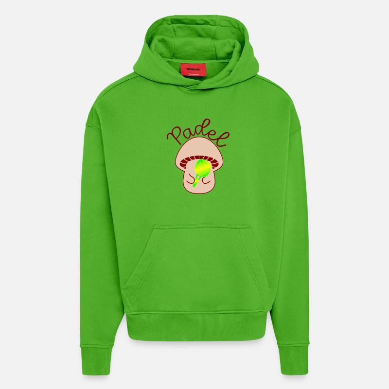Padel Tennis Champignons - Sweat à capuche bio épais oversize fabriqué en UE - Apple Neon