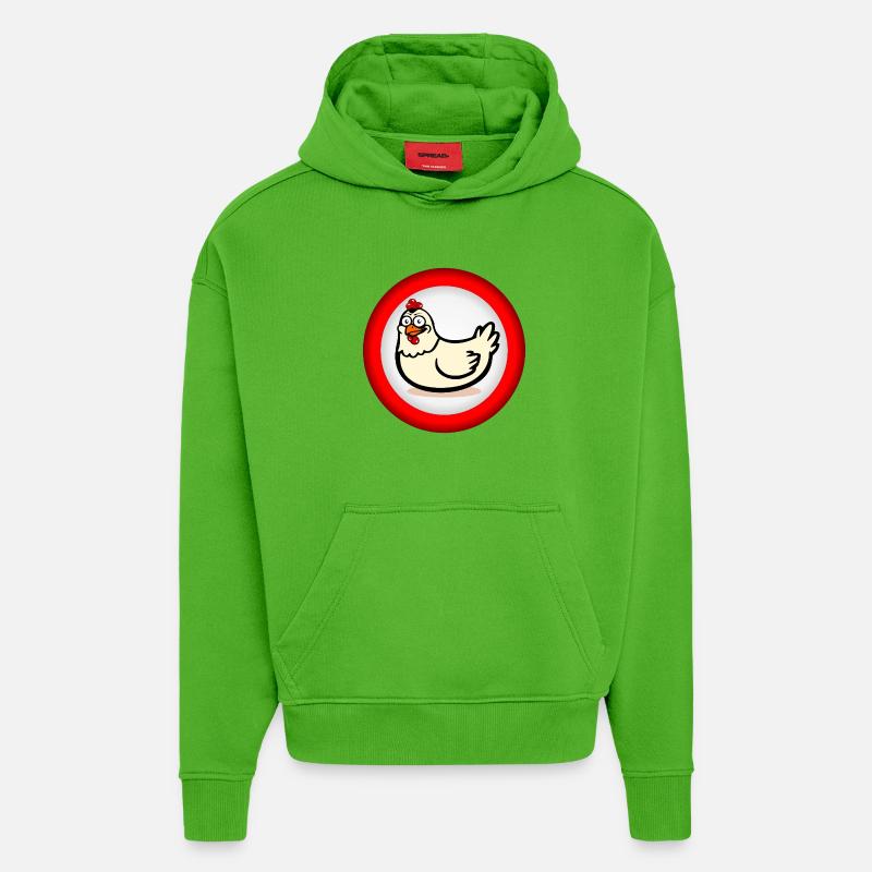 Panneau Chicken Keeping Chickens - Sweat à capuche bio épais oversize fabriqué en UE - Apple Neon
