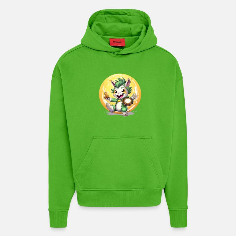 Bunny Batteur Moon Buddy - Sweat à capuche bio épais oversize fabriqué en UE - Apple Neon