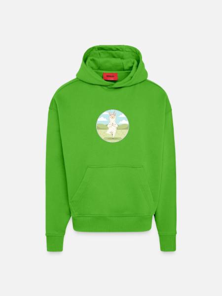 Zen Yoga Llama Llamaste Meditation Art - Hoodie- made by SPREAD - Apple Neon