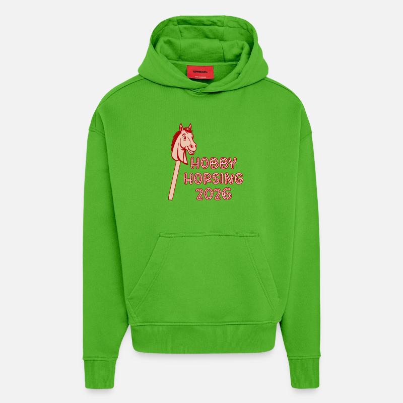 Chevaux de cavalerie amateur 2026 - Sweat à capuche bio épais oversize fabriqué en UE - Apple Neon
