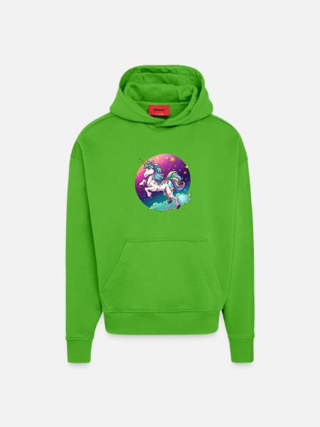Nachtfarbener Regenbogen-Einhorn - Hoodie- made by SPREAD  - Apple Neon