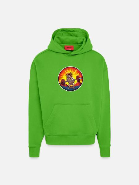 Wolf weightlifter in the sun fire - Hoodie- made by SPREAD  - Apple Neon