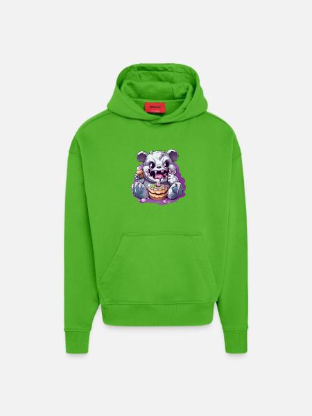 Cute panda monster with candy - Hoodie- made by SPREAD  - Apple Neon