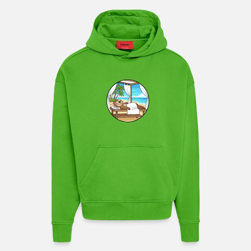 Beach Spa Monkey Ape Relaxing Art - Hoodie- made by SPREAD  - Apple Neon
