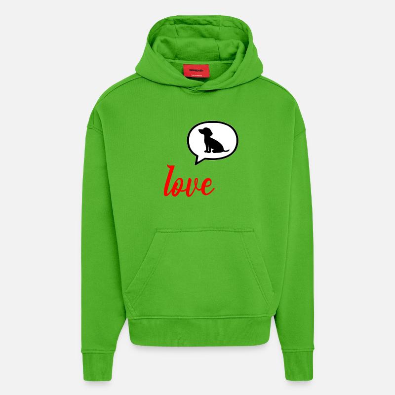Chien de la déclaration d’amour - Sweat à capuche bio épais oversize fabriqué en UE - Apple Neon