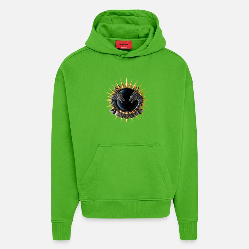 Sibi-Rex-es-Dragon-Crest - Sweat à capuche bio épais oversize fabriqué en UE - Apple Neon
