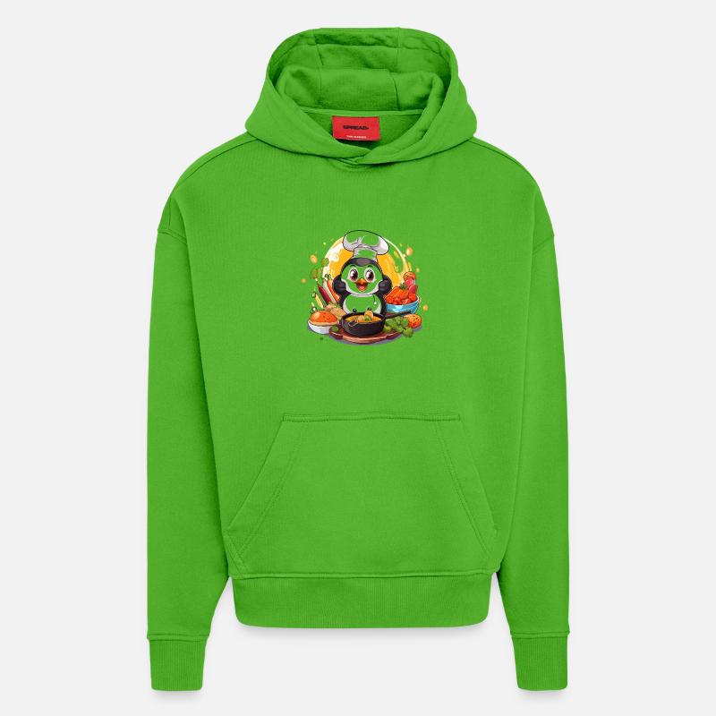 Kitchen Penguin Culinary Art - Hoodie- made by SPREAD - Apple Neon