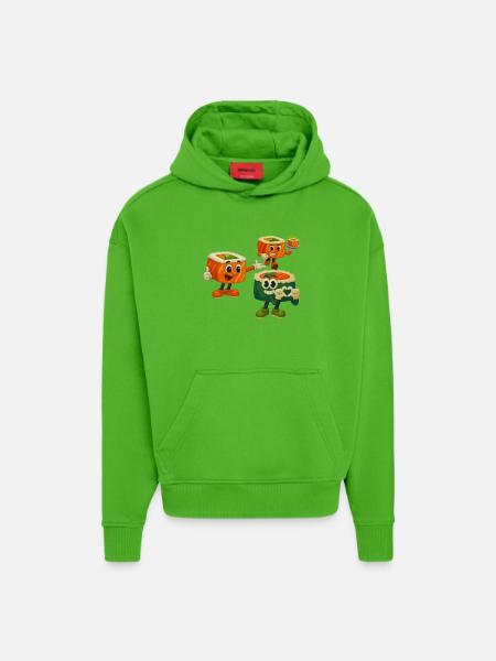 Happy sushi crew - Sweat à capuche bio épais oversize fabriqué en UE - Apple Neon
