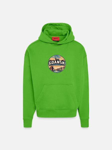 Retro Danziger Kranich-Reiseabzeichen - Hoodie- made by SPREAD - Apple Neon